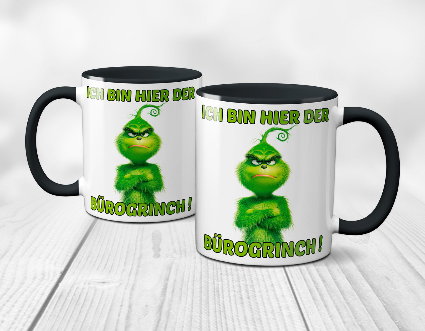 Weihnachten "Bürogrinch"  - lustig - Tasse - Kaffeebecher (schwarz)