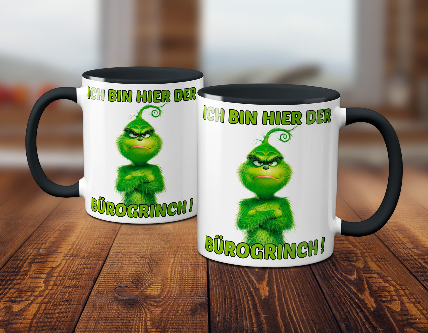 Weihnachten "Bürogrinch"  - lustig - Tasse - Kaffeebecher (schwarz)