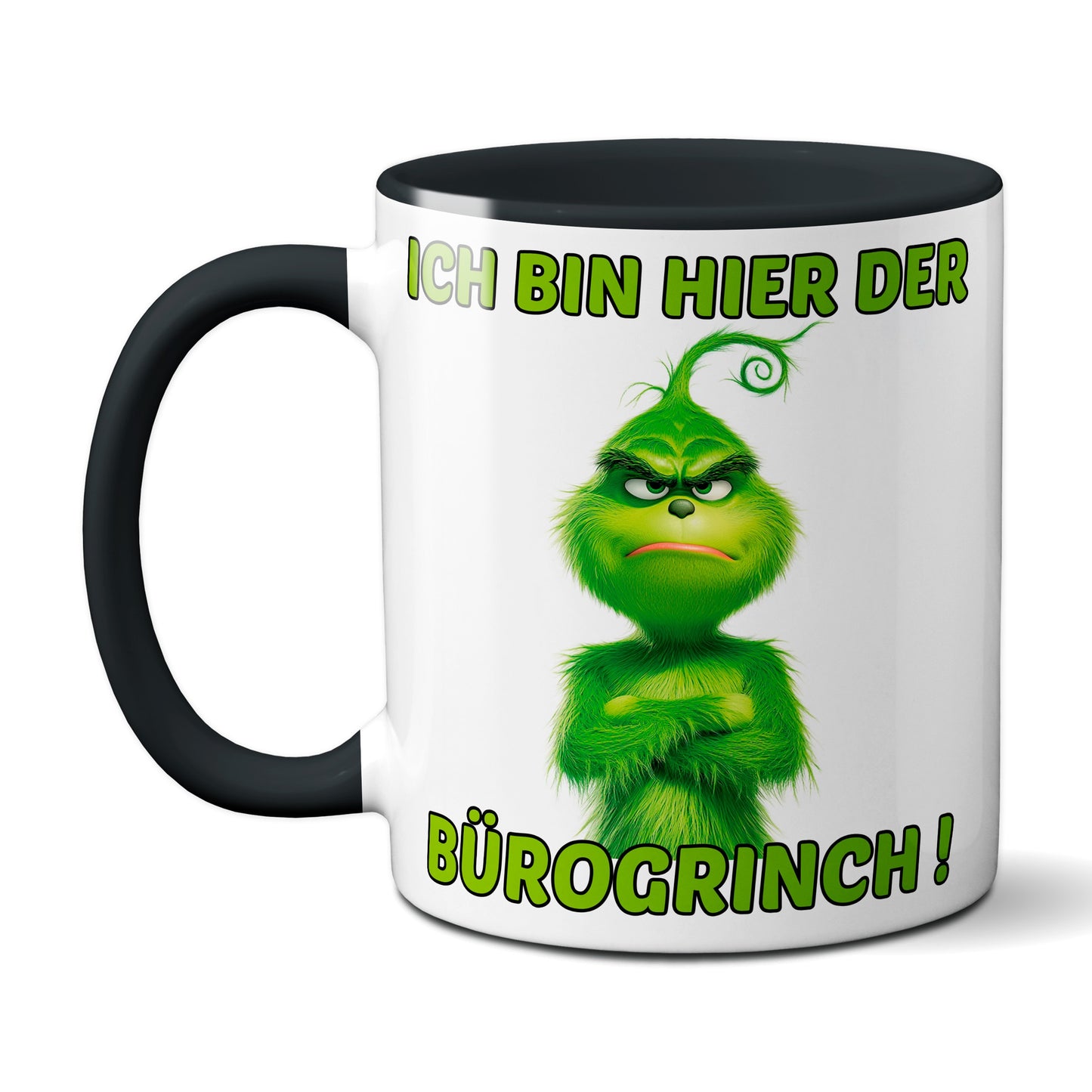 Weihnachten "Bürogrinch"  - lustig - Tasse - Kaffeebecher (schwarz)