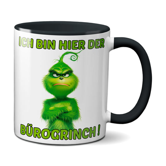 Weihnachten "Bürogrinch"  - lustig - Tasse - Kaffeebecher (schwarz)