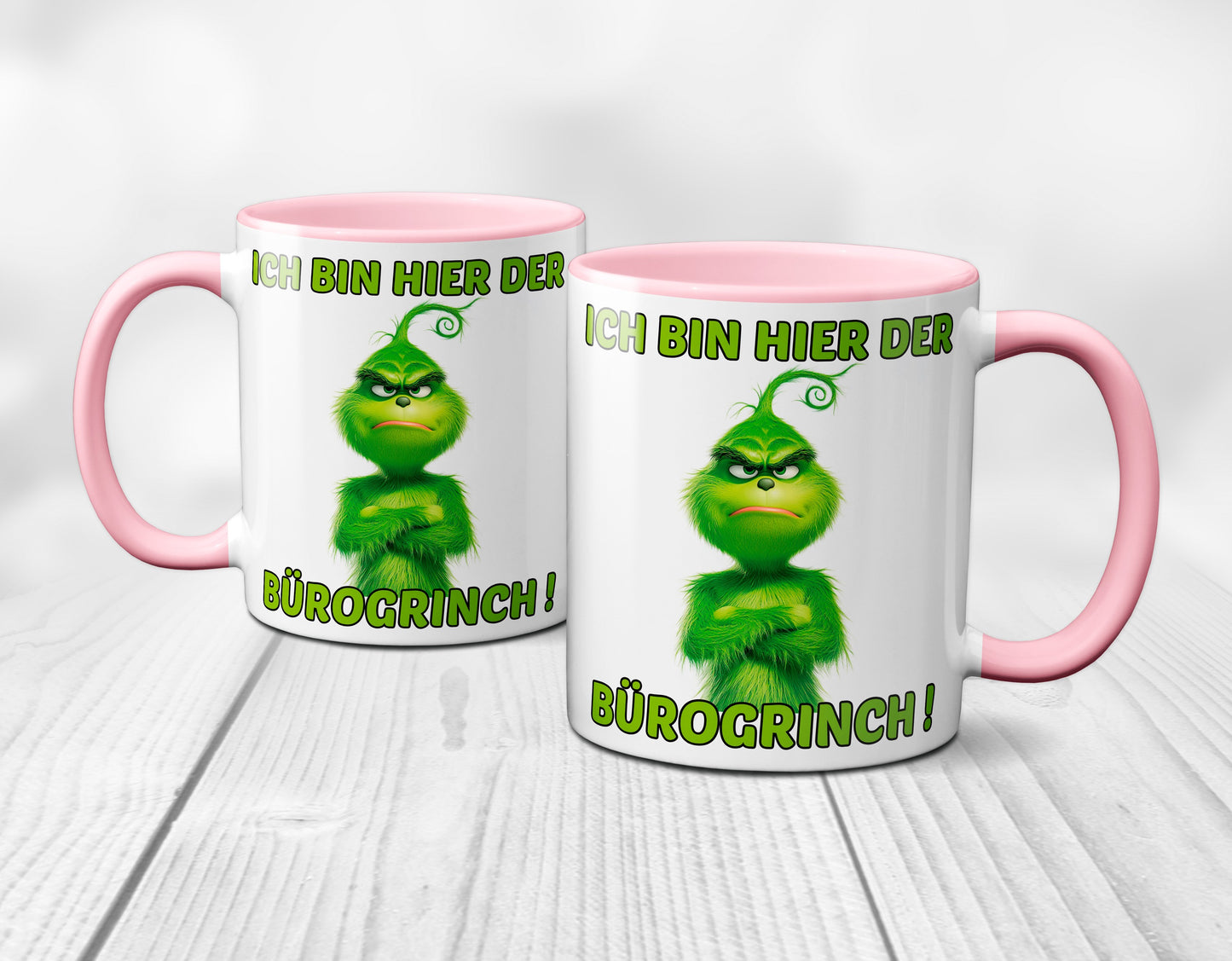 Weihnachten "Bürogrinch"  - lustig - Tasse - Kaffeebecher (rosa)