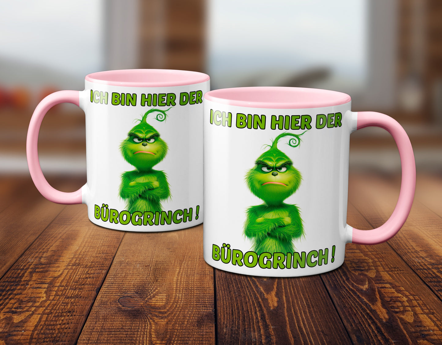 Weihnachten "Bürogrinch"  - lustig - Tasse - Kaffeebecher (rosa)