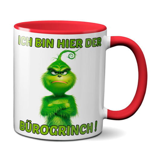 Weihnachten "Bürogrinch"  - lustig - Tasse - Kaffeebecher (rot)