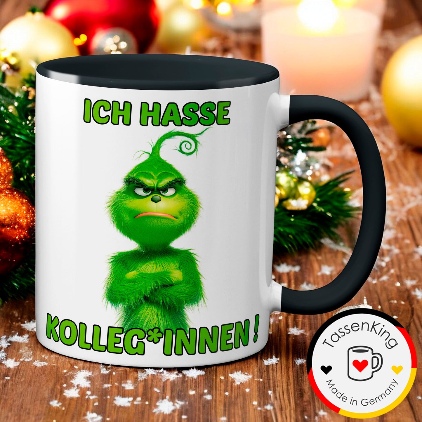 Weihnachten "Hasse Kolleg*innen"  - lustig - Tasse - Kaffeebecher (schwarz)
