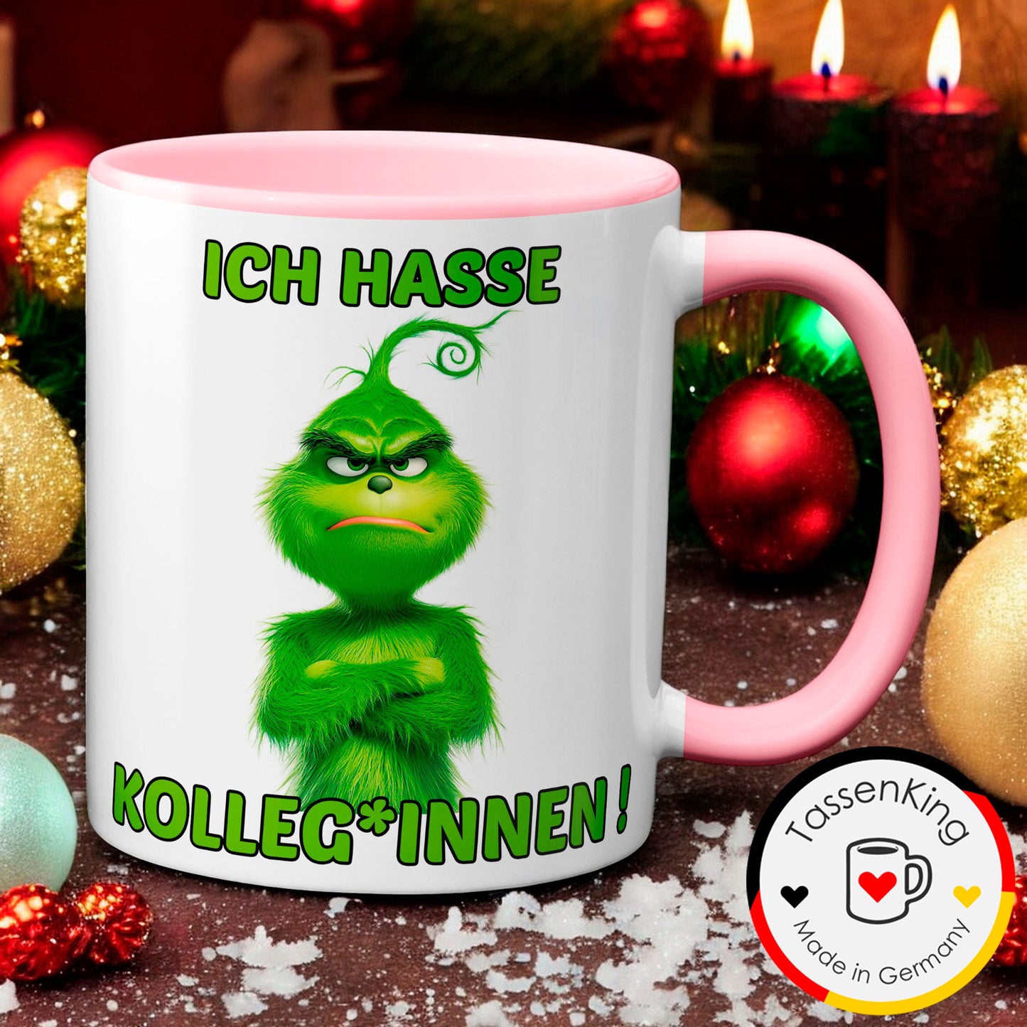 Weihnachten "Hasse Kolleg*innen"  - lustig - Tasse - Kaffeebecher (rosa)