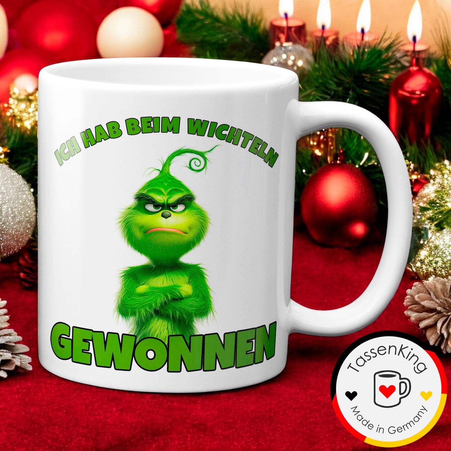 Anti Weihnachten "Ich hab beim Wichteln gewonnen" - Tasse - Kaffeebecher (Weiß)