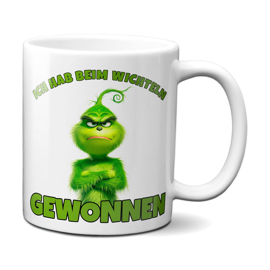 Anti Weihnachten "Ich hab beim Wichteln gewonnen" - Tasse - Kaffeebecher (Weiß)