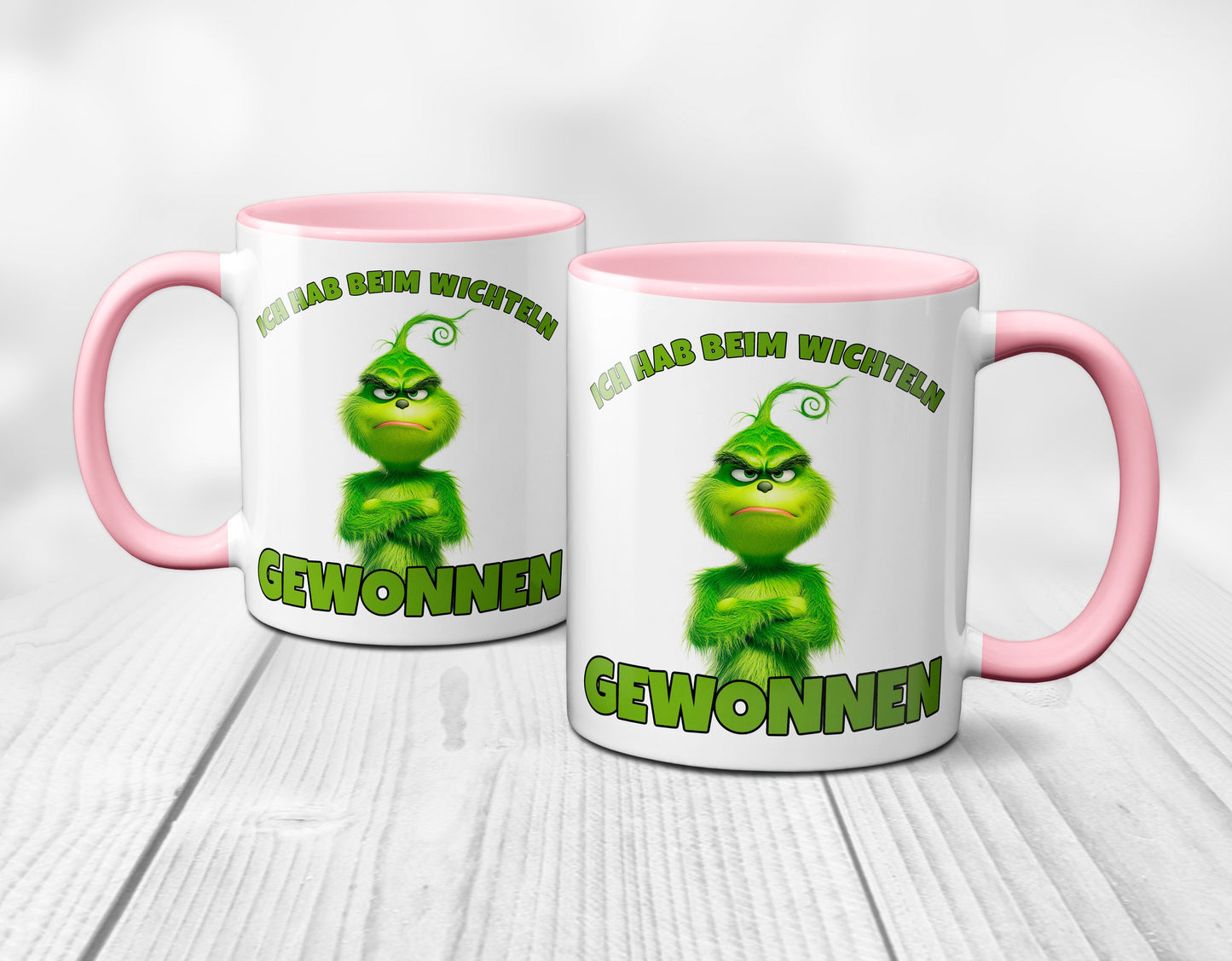 Anti Weihnachten "Ich hab beim Wichteln gewonnen" - Tasse - Kaffeebecher (rosa)