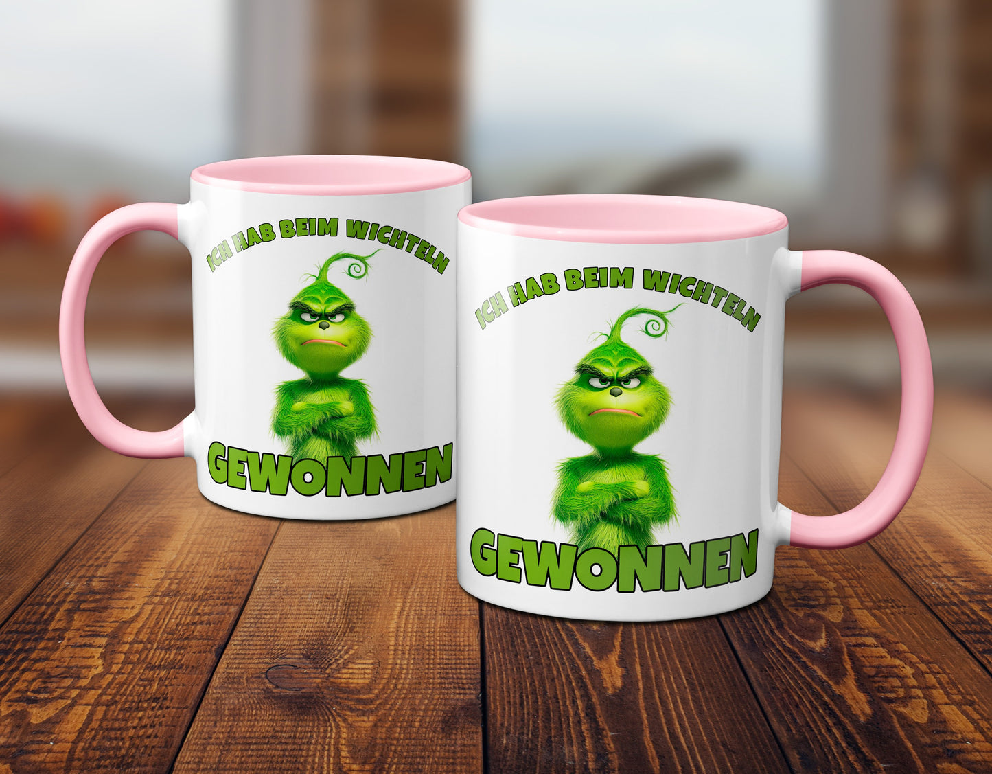 Anti Weihnachten "Ich hab beim Wichteln gewonnen" - Tasse - Kaffeebecher (rosa)