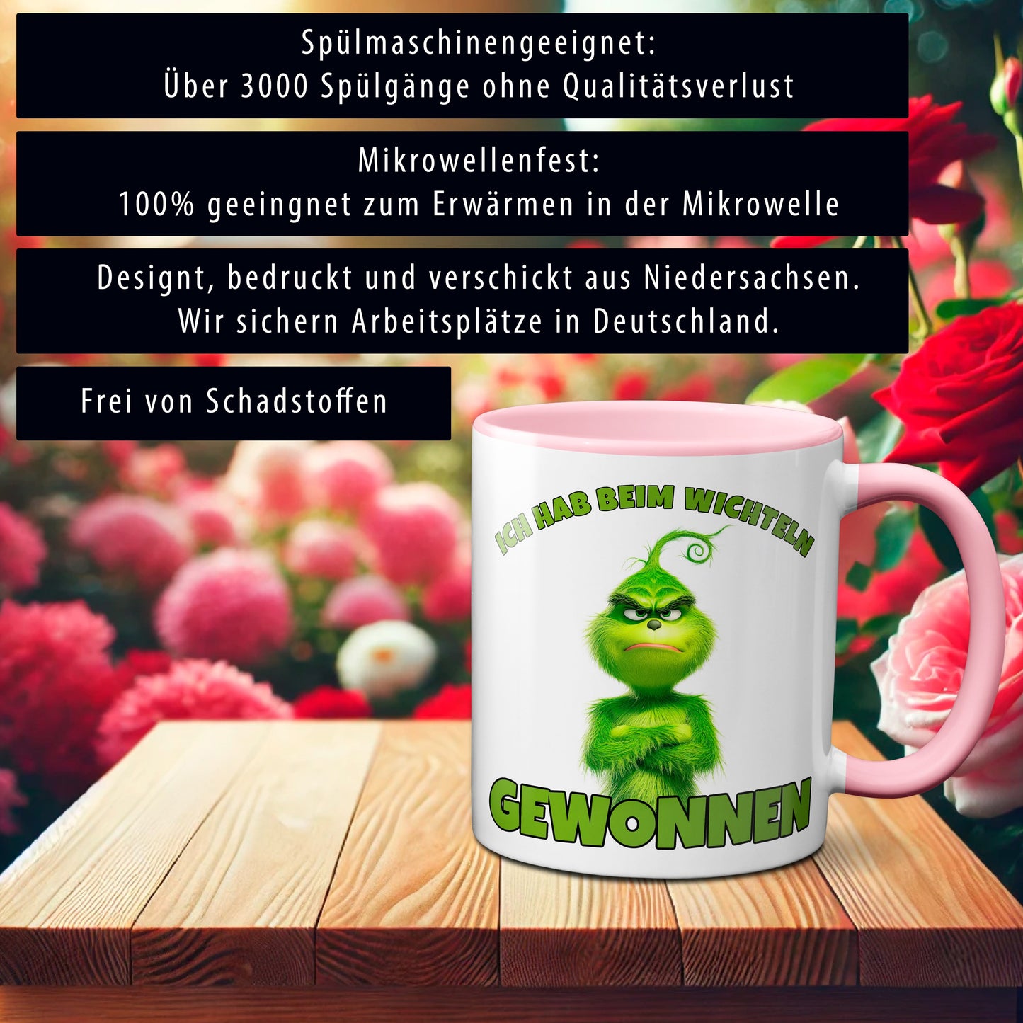 Anti Weihnachten "Ich hab beim Wichteln gewonnen" - Tasse - Kaffeebecher (rosa)