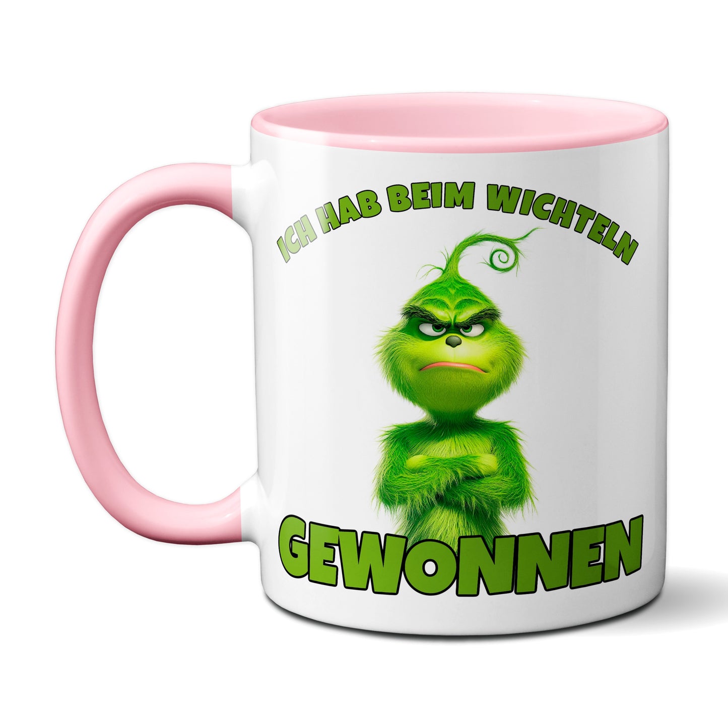 Anti Weihnachten "Ich hab beim Wichteln gewonnen" - Tasse - Kaffeebecher (rosa)