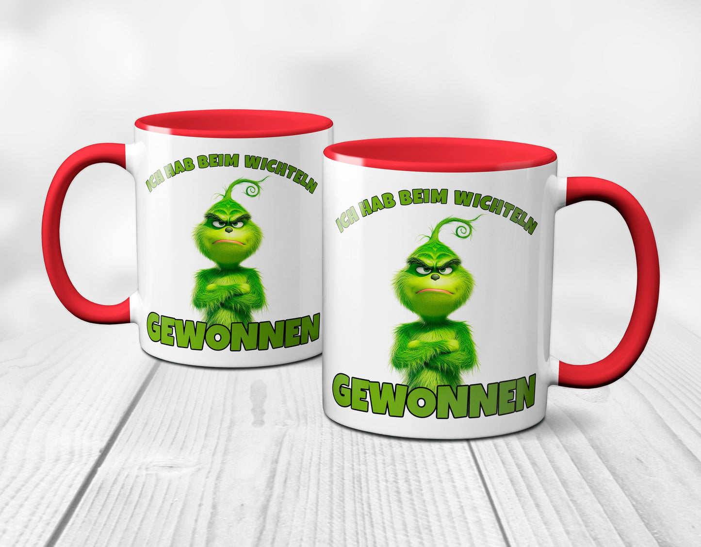 Anti Weihnachten "Ich hab beim Wichteln gewonnen" - Tasse - Kaffeebecher (rot)