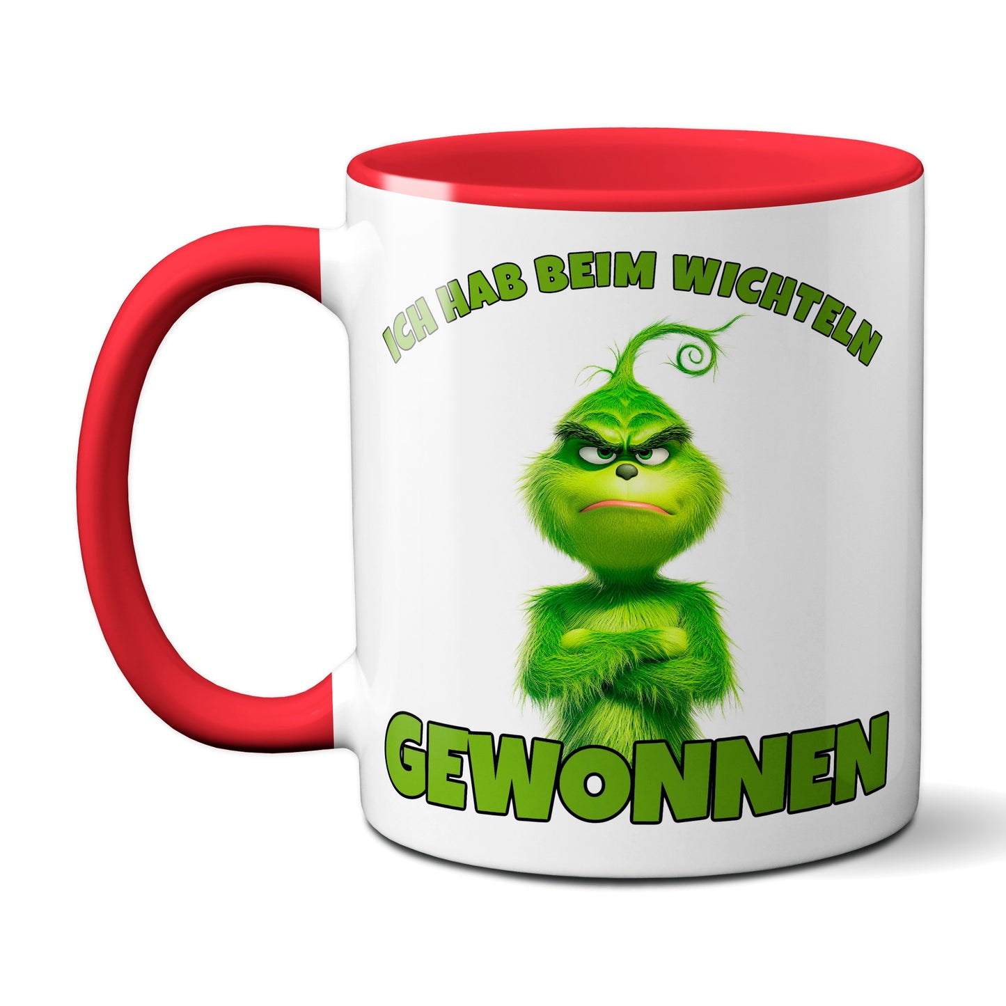 Anti Weihnachten "Ich hab beim Wichteln gewonnen" - Tasse - Kaffeebecher (rot)