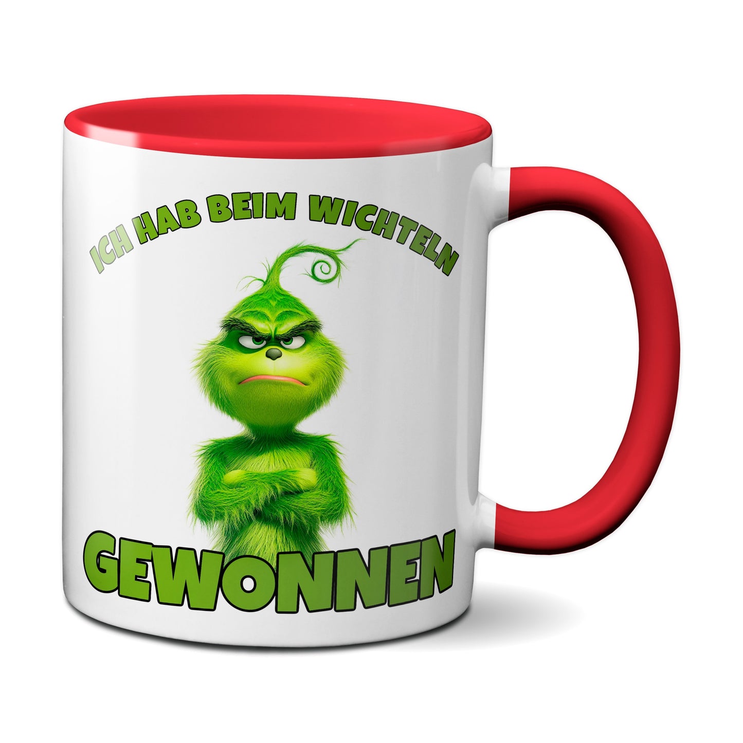 Anti Weihnachten "Ich hab beim Wichteln gewonnen" - Tasse - Kaffeebecher (rot)