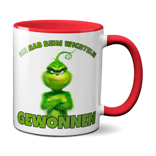 Anti Weihnachten "Ich hab beim Wichteln gewonnen" - Tasse - Kaffeebecher (rot)