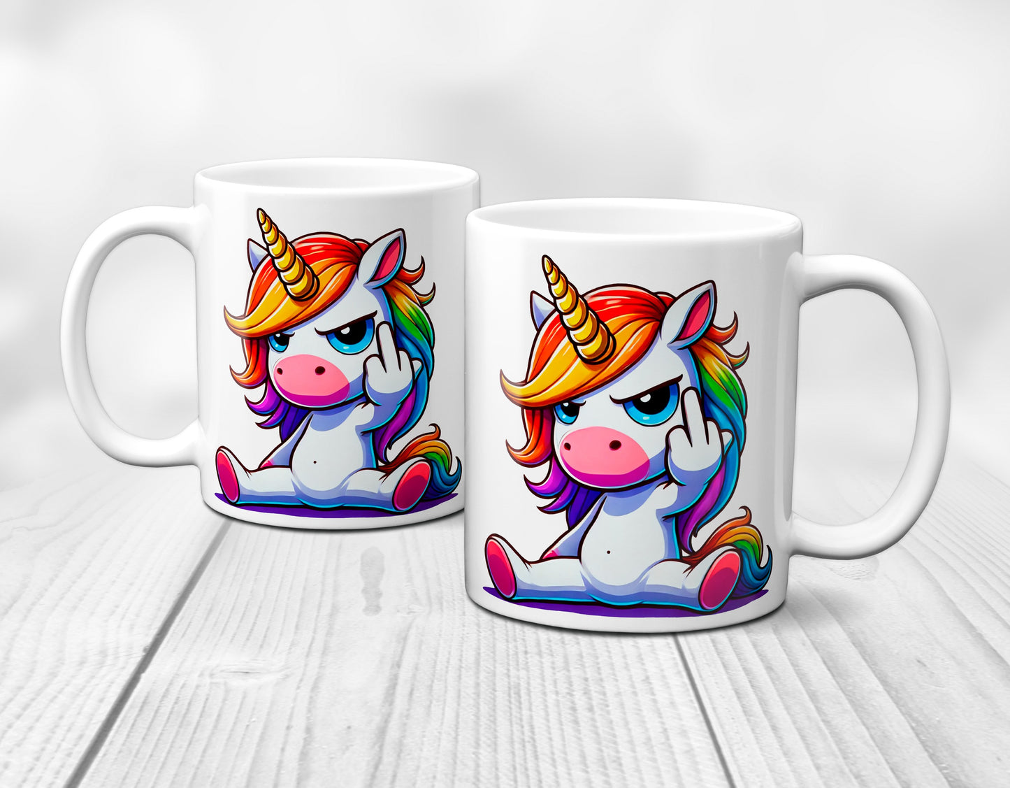 Einhorn mit Mittelfinger - Tasse - Kaffeebecher (Weiß)