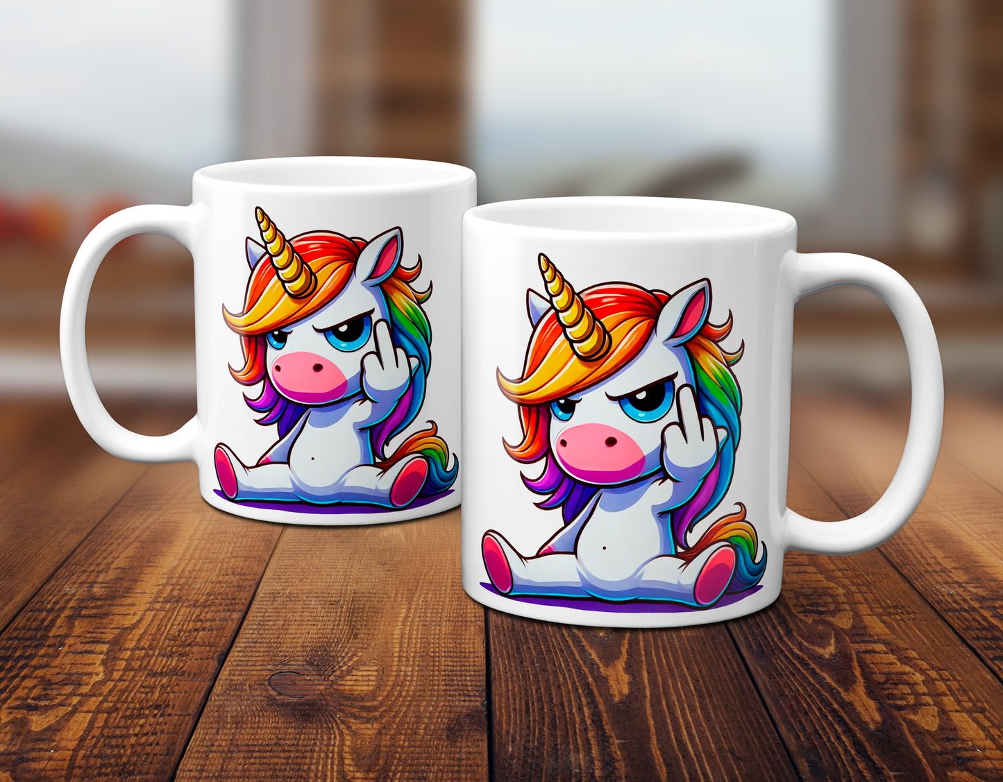 Einhorn mit Mittelfinger - Tasse - Kaffeebecher (Weiß)