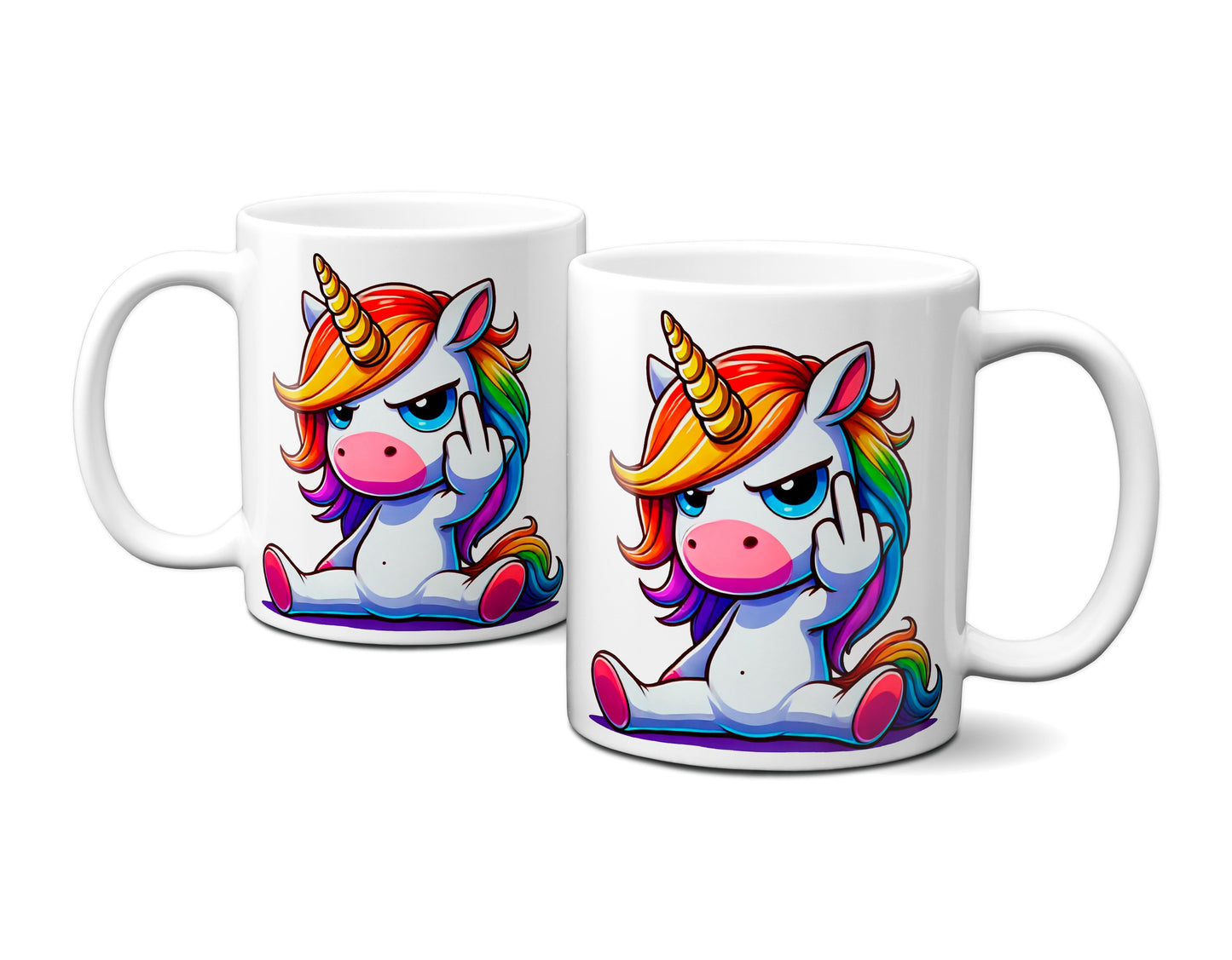 Einhorn mit Mittelfinger - Tasse - Kaffeebecher (Weiß)