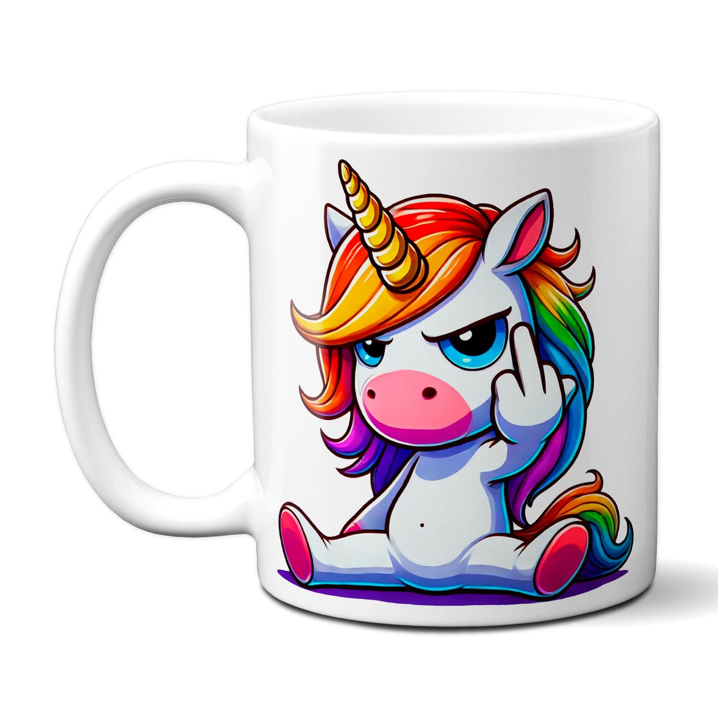 Einhorn mit Mittelfinger - Tasse - Kaffeebecher (Weiß)
