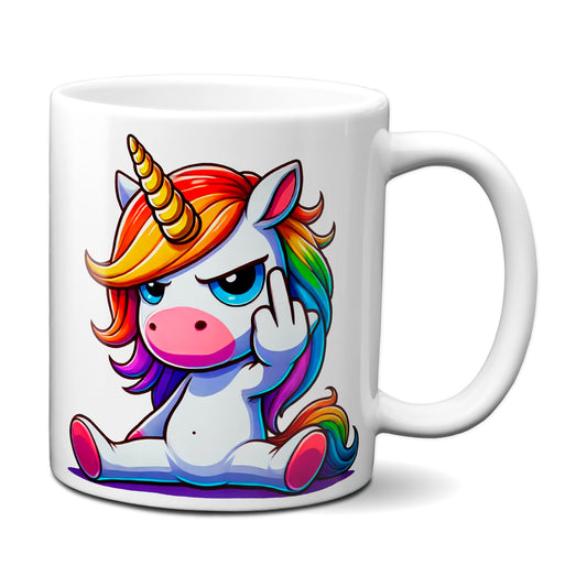 Einhorn mit Mittelfinger - Tasse - Kaffeebecher (Weiß)
