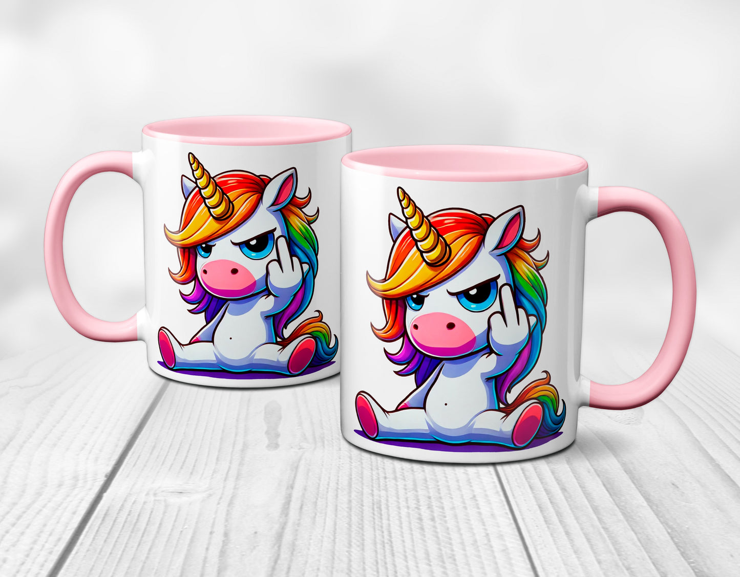 Einhorn mit Mittelfinger - Tasse - Kaffeebecher (rosa)