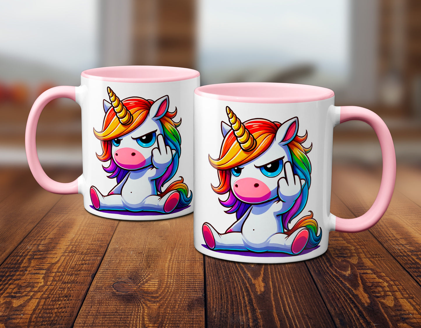 Einhorn mit Mittelfinger - Tasse - Kaffeebecher (rosa)