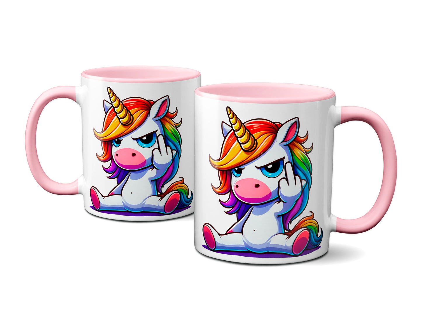 Einhorn mit Mittelfinger - Tasse - Kaffeebecher (rosa)