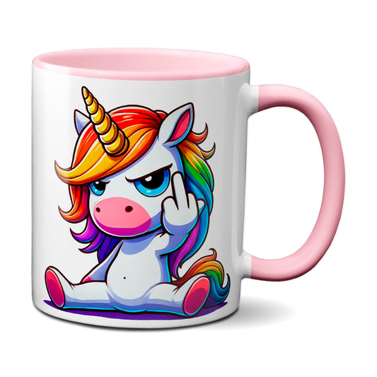 Einhorn mit Mittelfinger - Tasse - Kaffeebecher (rosa)