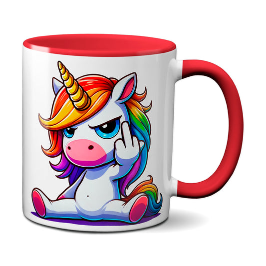 Einhorn mit Mittelfinger - Tasse - Kaffeebecher (rot)
