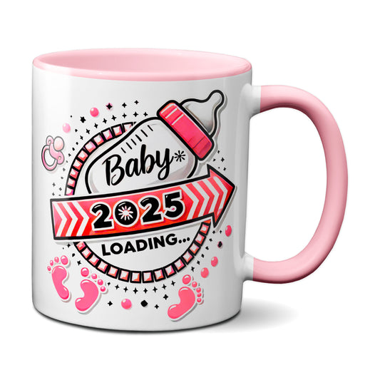 Baby Loading 2025 - Motiv rot - rosa Tasse (Girl, Mädchen)